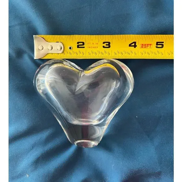 Simon Pearce Romance Vase, Hand Sculpted Heart Shape Clear Glass Form, Unsigned